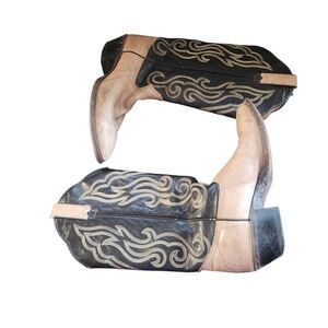 Stylish Tan Vintage and Black Mens  Cowboy Boots